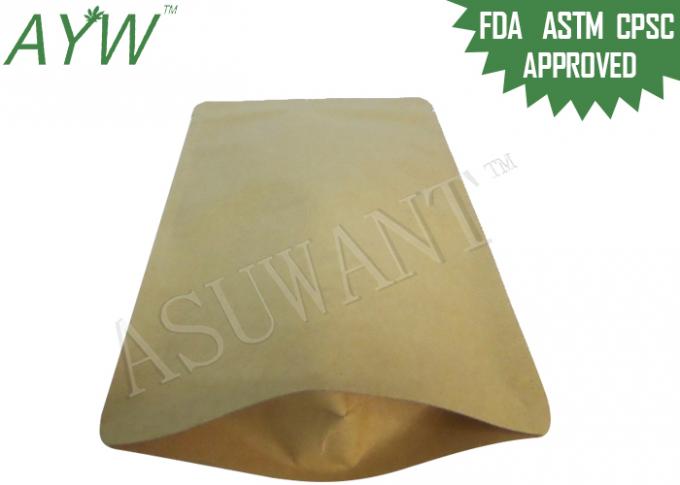 Eco Friendly Soil Color Kraft Paper Zipper Bags Packing For Dried Fruit / Nuts
