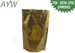 Drėgmei atsparūs folijos krepšiai auksinis užtrauktukas užraktas doypack 200 g maisto imbiero saldainiams