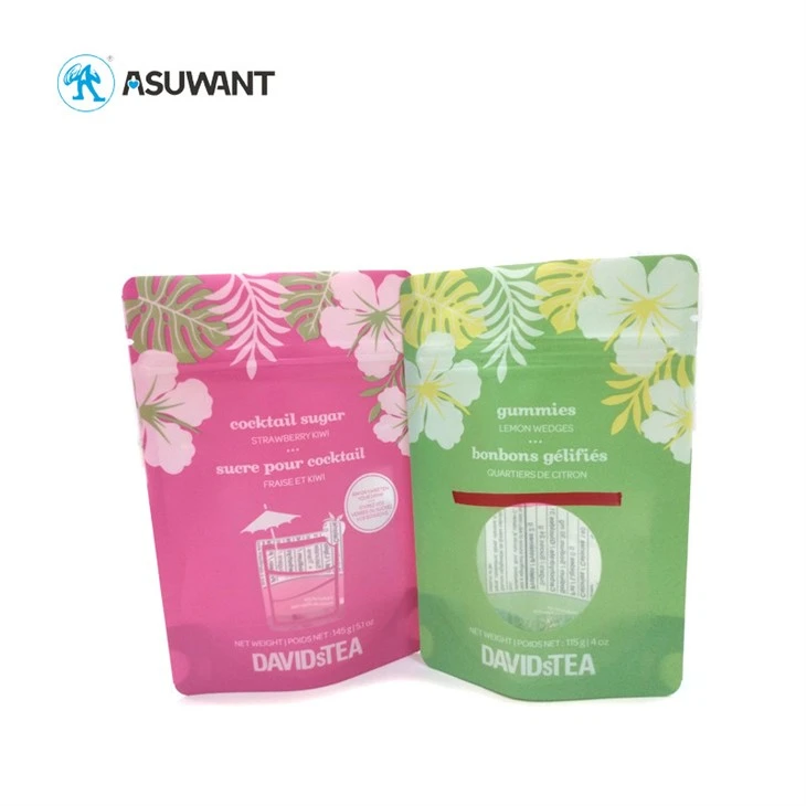 Heat Seal Mylar Plastic Packaging Empty Tea Bags Ziplock Foil Stand Up Pouch