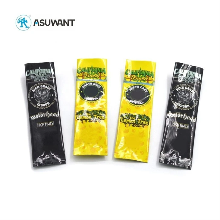 Custom Mini Mylar Packaging Bags Pre Roll Tube Package Zipper Smell Proof Bag