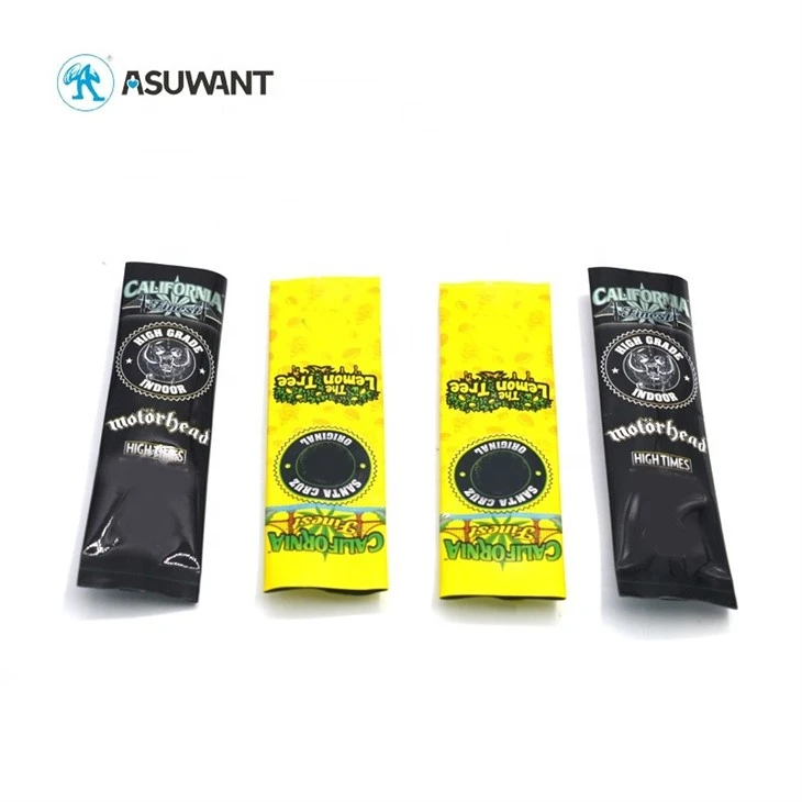 Custom Mini Mylar Packaging Bags Pre Roll Tube Package Zipper Smell Proof Bag