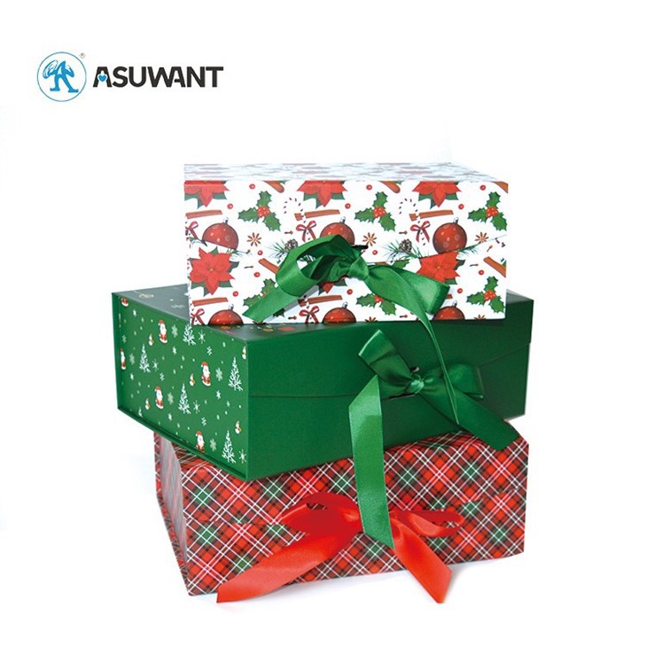 Color Paper Christmas Gift Ribbon Cardboard Boxes high quality