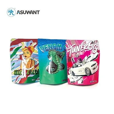 Didmeninė spausdinimo pakartotinai kvapo kvapo atstovas „Stand Up“ maišelių pakuotė 3,5 g/7g/1oz/1 svaro „Ziplock“ krepšys Custom Printed Mylar Bags